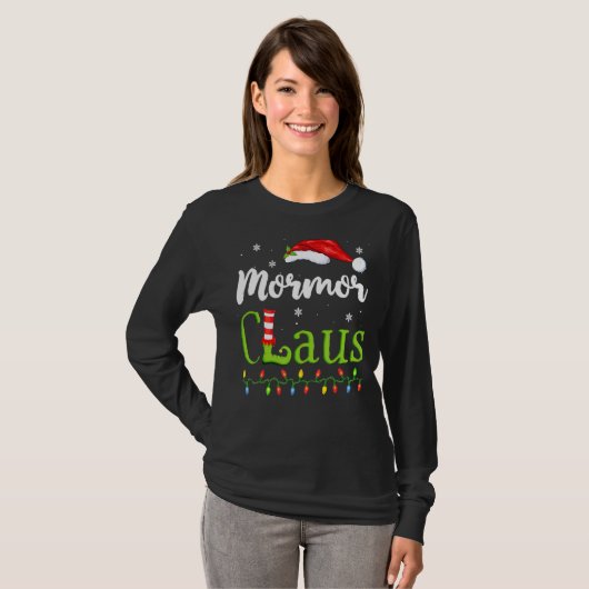 Mormor Claus Funny Grandma Santa Pajamas Kerstmis T-shirt (Voorkant volledig)