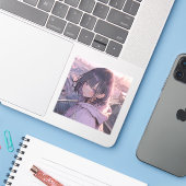 Mornig with you | 東京娘 GenerartiveAI シール Sticker (Laptop met iPhone)