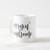 Mornin' Handsome Black Handwrited Script Koffiemok (Voorkant links)