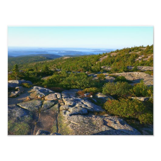 Morning atop Cadillac Mountain in Acadia Foto Afdruk (Voorkant)