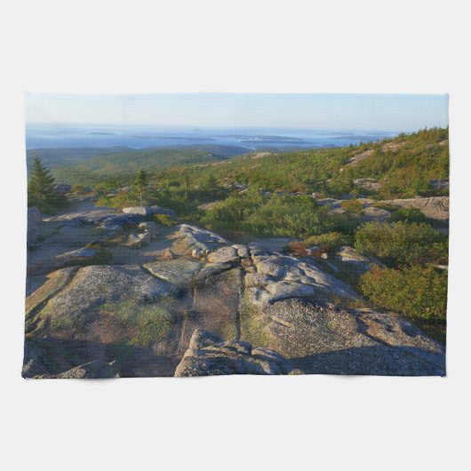 Morning atop Cadillac Mountain in Acadia Theedoek (Horizontaal)