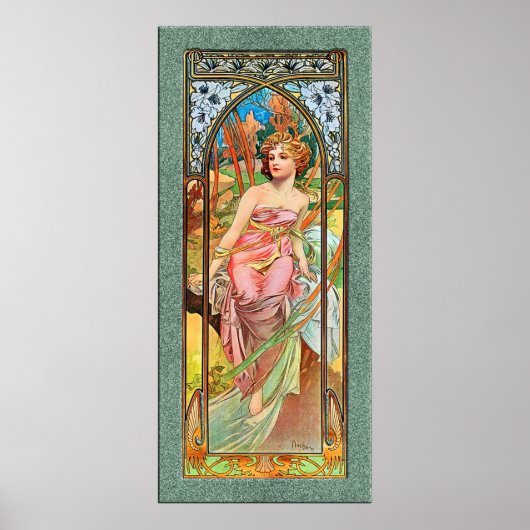 Morning Awakening door Alphonse Mucha Poster (Voorkant)