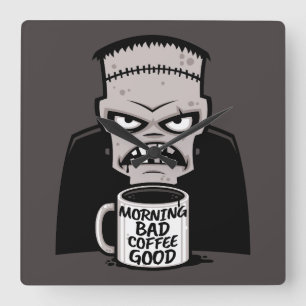 Morning Bad Coffee Goed gereanimeerd monster Vierkante Klok
