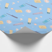 Morning Bathroom Toiletries Pattern Blue Cadeaupapier (Hoek)
