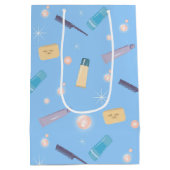 Morning Bathroom Toiletries Pattern Blue Medium Cadeauzakje (Achterkant)