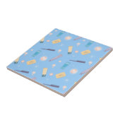 Morning Bathroom Toiletries Pattern Blue Tegeltje (Zijkant)