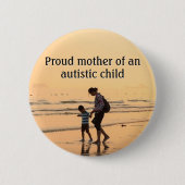 Morning Beach moeder en kind Autisme Bewustzijn Ronde Button 5,7 Cm (Voorkant)