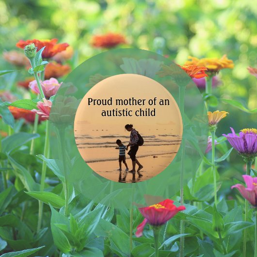 Morning Beach moeder en kind Autisme Bewustzijn Ronde Button 5,7 Cm