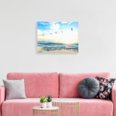 Morning Beach Seagulls Canvas Afdruk (Insitu (Woonkamer))