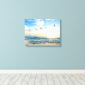 Morning Beach Seagulls Canvas Afdruk (Insitu (Houten vloer))