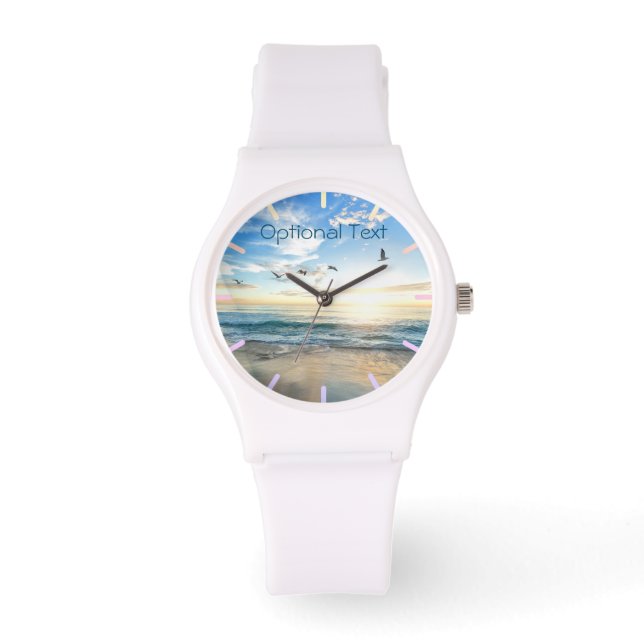 Morning Beach Seagulls Horloge (Voorkant)