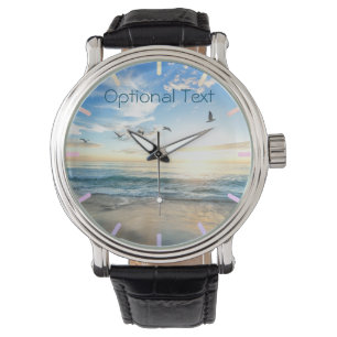 Morning Beach Seagulls Horloge