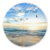 Morning Beach Seagulls Keramische Knop (Voorkant)