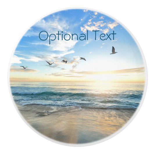 Morning Beach Seagulls Keramische Knop (Voorkant)