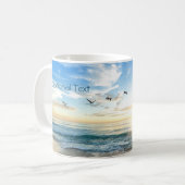 Morning Beach Seagulls Koffiemok (Voorkant links)