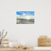 Morning Beach Seagulls Poster (Keuken)