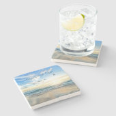 Morning Beach Seagulls Stenen Onderzetter (Zijkant)