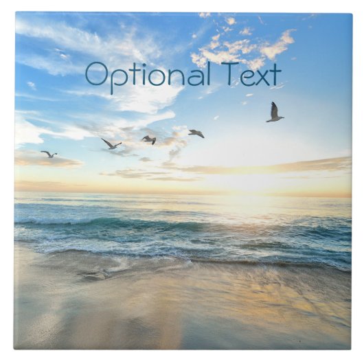 Morning Beach Seagulls Tegeltje (Voorkant)