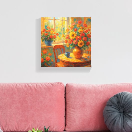 Morning Bliss – kleurrijk bloemencanvas Canvas Afdruk (Insitu (Woonkamer))