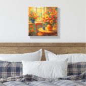 Morning Bliss – kleurrijk bloemencanvas Canvas Afdruk (Insitu (Slaapkamer))