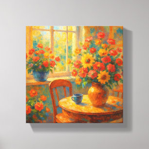Morning Bliss – kleurrijk bloemencanvas Canvas Afdruk