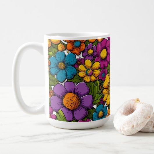 Morning Blooms koffie mok 15oz (Met donut)