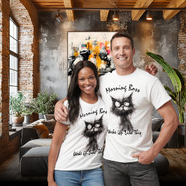Morning Boss Funny Cat T-shirt - Wake Up Like This