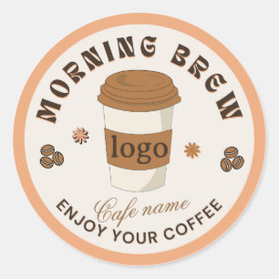 Morning Brew Coffee Cup Cafe Logo Ronde Sticker