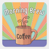 Morning Brew Coffee Vierkante Sticker (Voorkant)