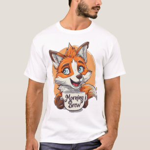 Morning Brew" Fox-koffieliefhebber grillig wakker  T-shirt