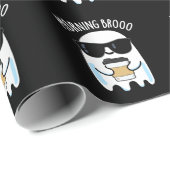 Morning Broo Funny Ghost Coffee Pun Dark BG Cadeaupapier (Rol Hoek)