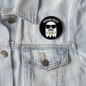 Morning Broo Funny Ghost Coffee Pun Dark BG Ronde Button 5,7 Cm (In situ)