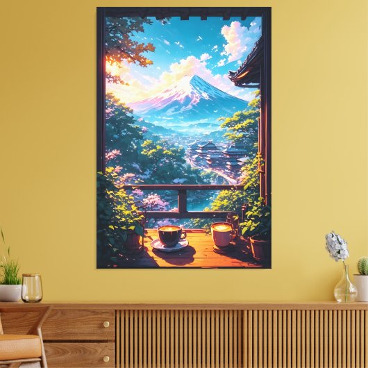 Morning Calm over Fuji Canvas Afdruk (Insitu (Woonkamer))