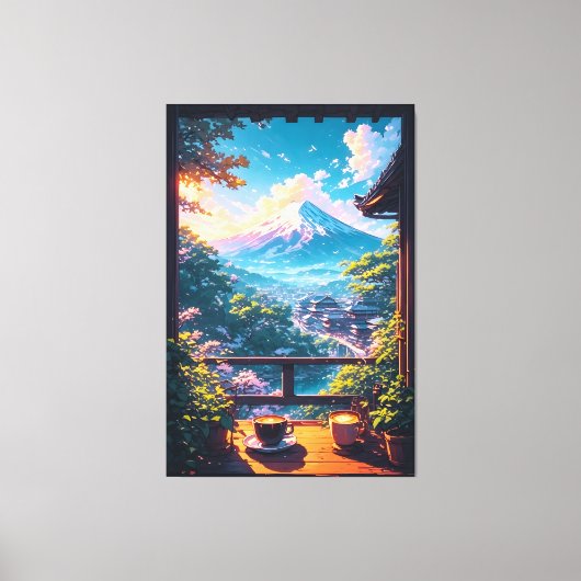 Morning Calm over Fuji Canvas Afdruk (Voorkant)