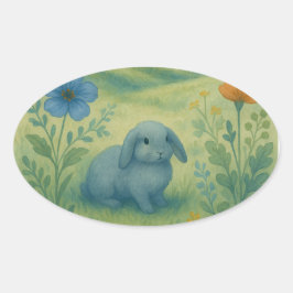 Morning Calm – Watercolor Meadow with Bagolo Ovale Sticker