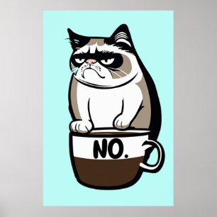 Morning Cat gezicht, Grumpy Cat Humor Poster