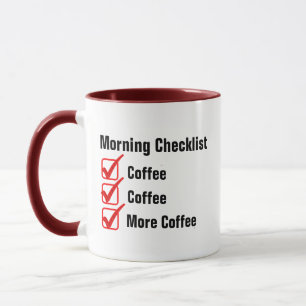 Morning Checklist Coffee Funny Novelty Gift Mok