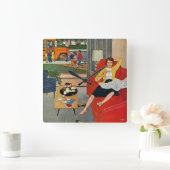 Morning Coffee Break Vierkante Klok (Huis)