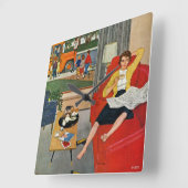 Morning Coffee Break Vierkante Klok (Hoek)