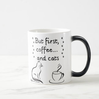 Morning Coffee & Cat Vibes – Cute Minimalist Mug Magische Mok