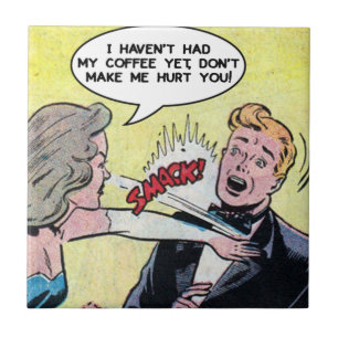 Morning Coffee Drinkers Funny Comic Strip Tegeltje
