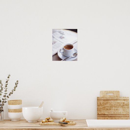 Morning Coffee en Newspapier Poster (Keuken)