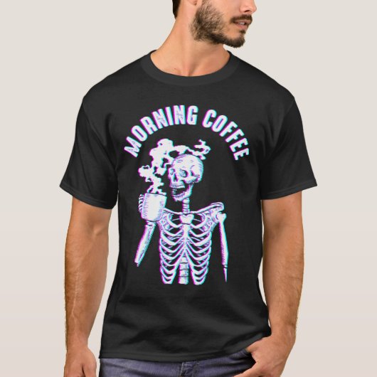 Morning Coffee Gothic esthetisch skelet Emo Egirl  T-shirt (Voorkant)