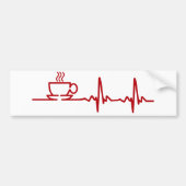 Morning Coffee Heartbeat EKG Bumpersticker (Voorkant)