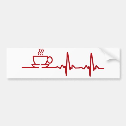 Morning Coffee Heartbeat EKG Bumpersticker (Voorkant)