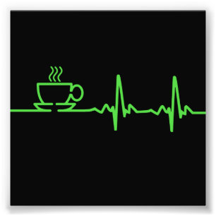 Morning Coffee Heartbeat EKG Foto Afdruk