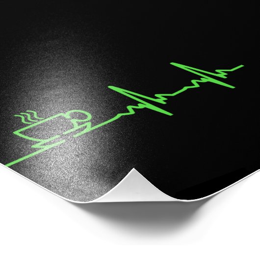 Morning Coffee Heartbeat EKG Foto Afdruk (Hoek)