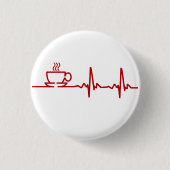 Morning Coffee Heartbeat EKG Ronde Button 3,2 Cm (Voorkant)