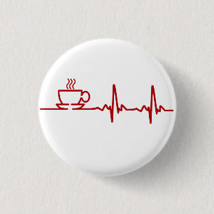 Morning Coffee Heartbeat EKG Ronde Button 3,2 Cm