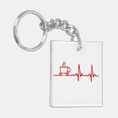 Morning Coffee Heartbeat EKG Sleutelhanger (Voorkant Links)